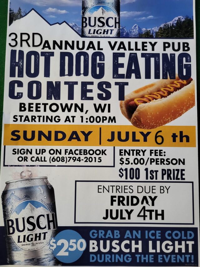 3rd Annual Hot Dog Eating Contest – Valley Pub